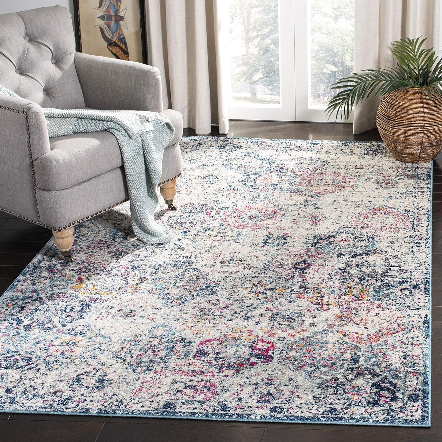 SAFAVIEH Madison Collection Accent Rug - Floral Medallion Design