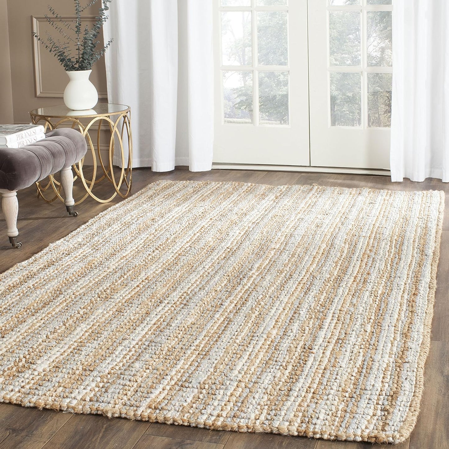 Handmade Jute Area Rug 4x6 - Natural Fiber Collection Grey