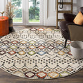 SAFAVIEH Amsterdam 4 ft Round Ivory/Multi Rug - Non-Shedding Choice