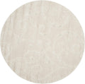 Florida Shag 4 ft Round Area Rug - Plush Cream Scroll Design