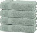 White Classic Green Bath Towels 27x54 in 4 Pack - Soft, Quick Dry