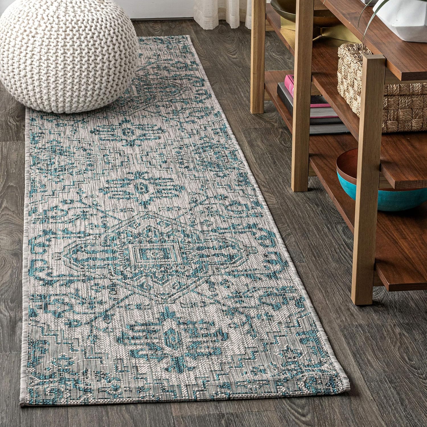 Boho Medallion Indoor Outdoor Runner Rug 2X10 for High Traffic