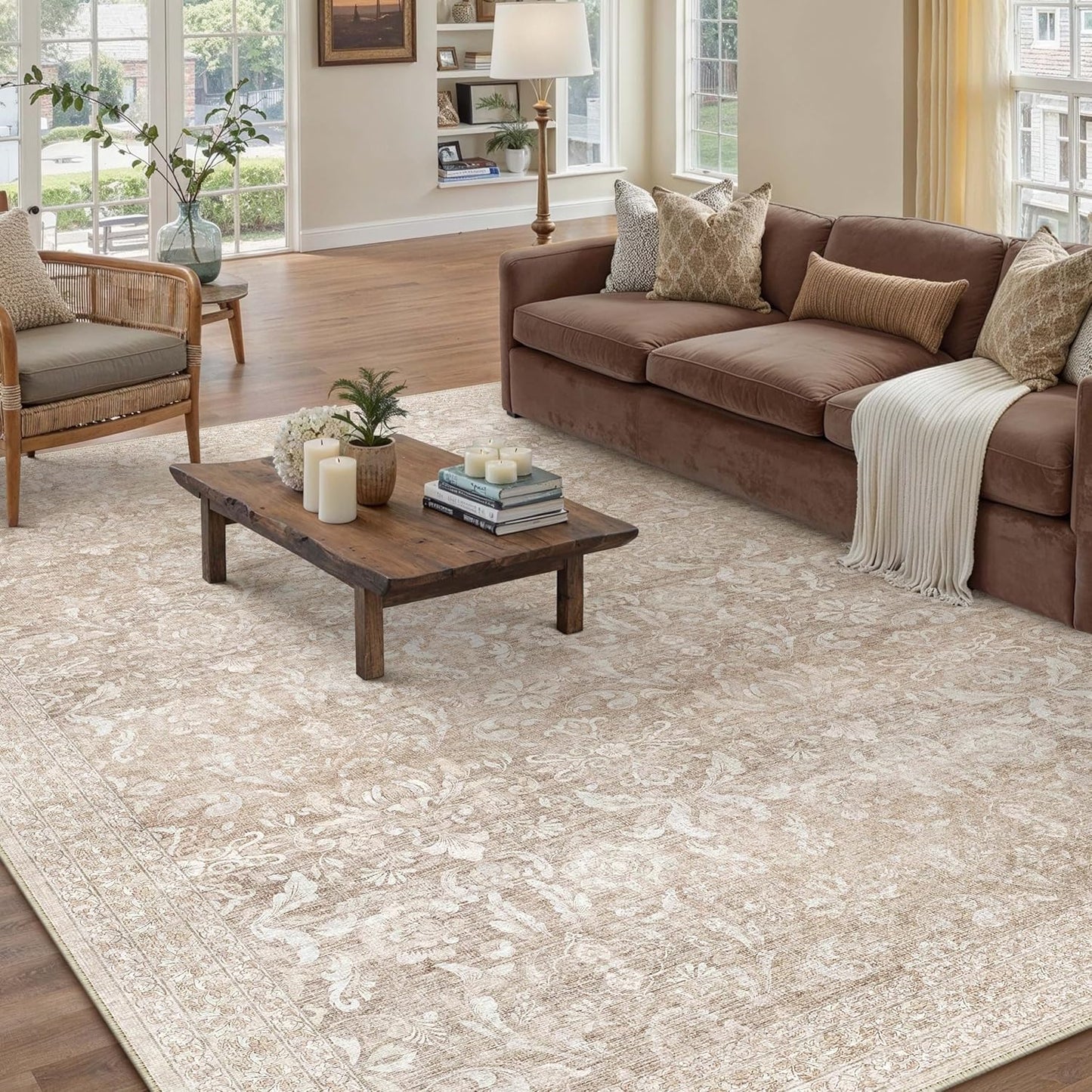5x7 Area Rug Washable Vintage Living Room Bedroom Carpet