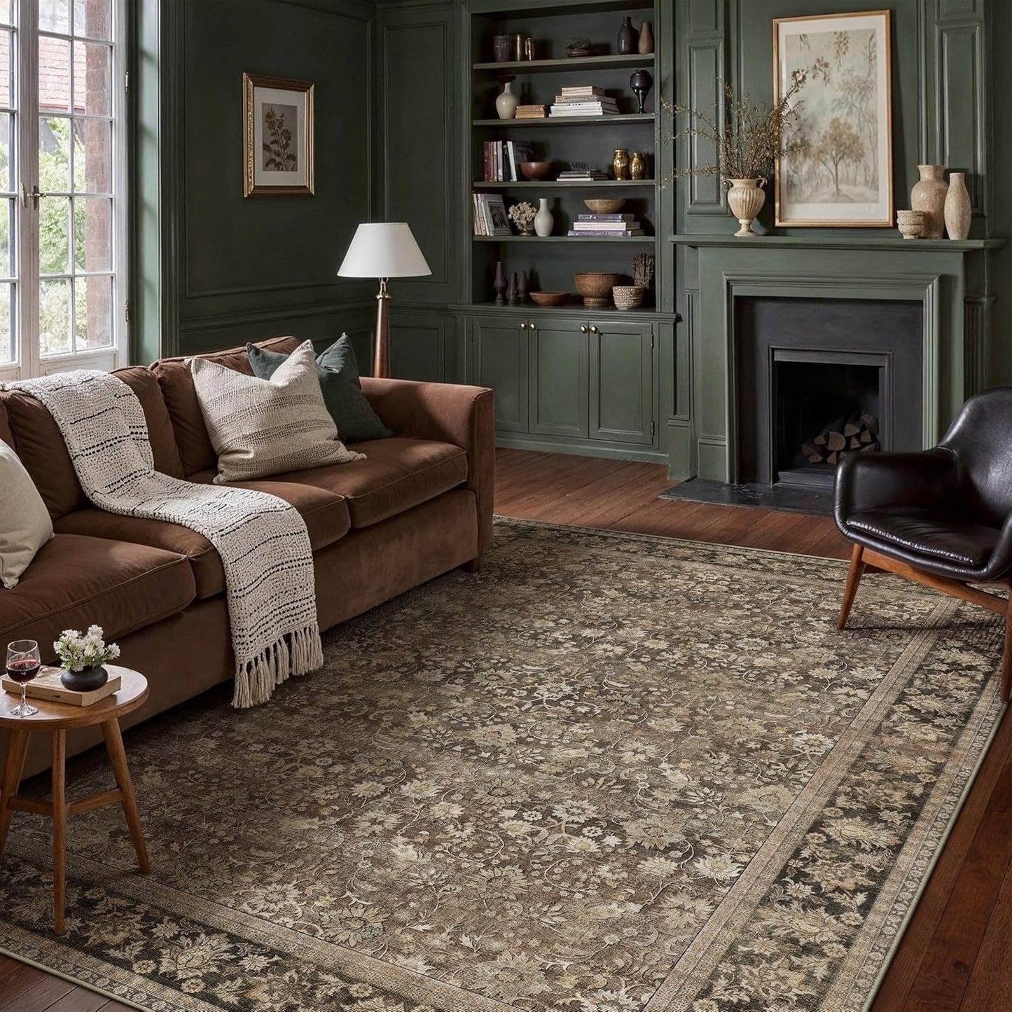 HUGEAR 6x9 Machine Washable Floral Area Rug for Home Decor
