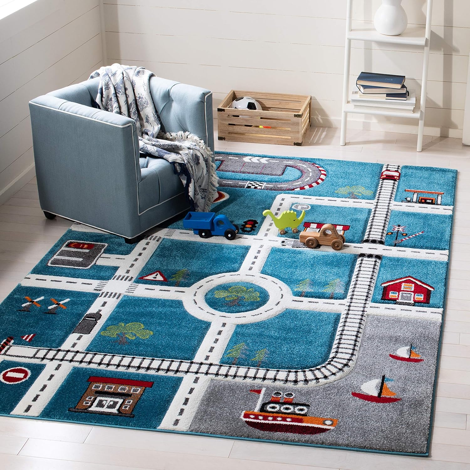 SAFAVIEH Carousel Kids Collection Area Rug for Playroom & Nursery