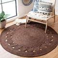 SAFAVIEH 5 ft Round Jute Area Rug - Boho Farmhouse Braided