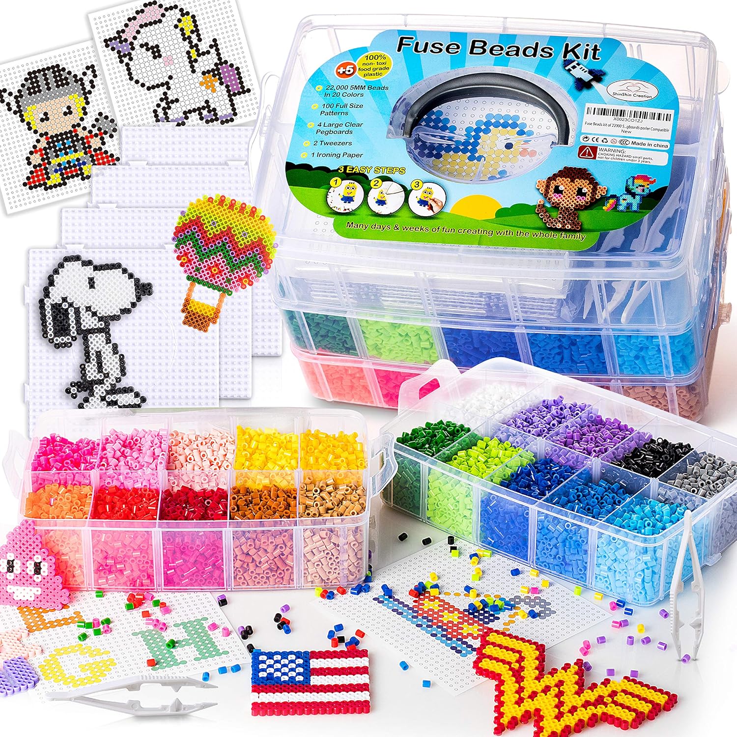 XXL Fuse Beads Kit for Kids Crafts - 22000 Melting Beads Fun