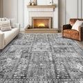 Vintage 6 ft x 9 ft Washable Area Rug - Lightweight Non-Slip Indoor