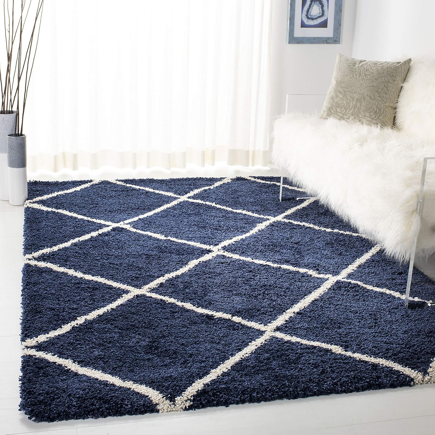 SAFAVIEH Hudson Shag Collection Area Rug - Modern Diamond Design