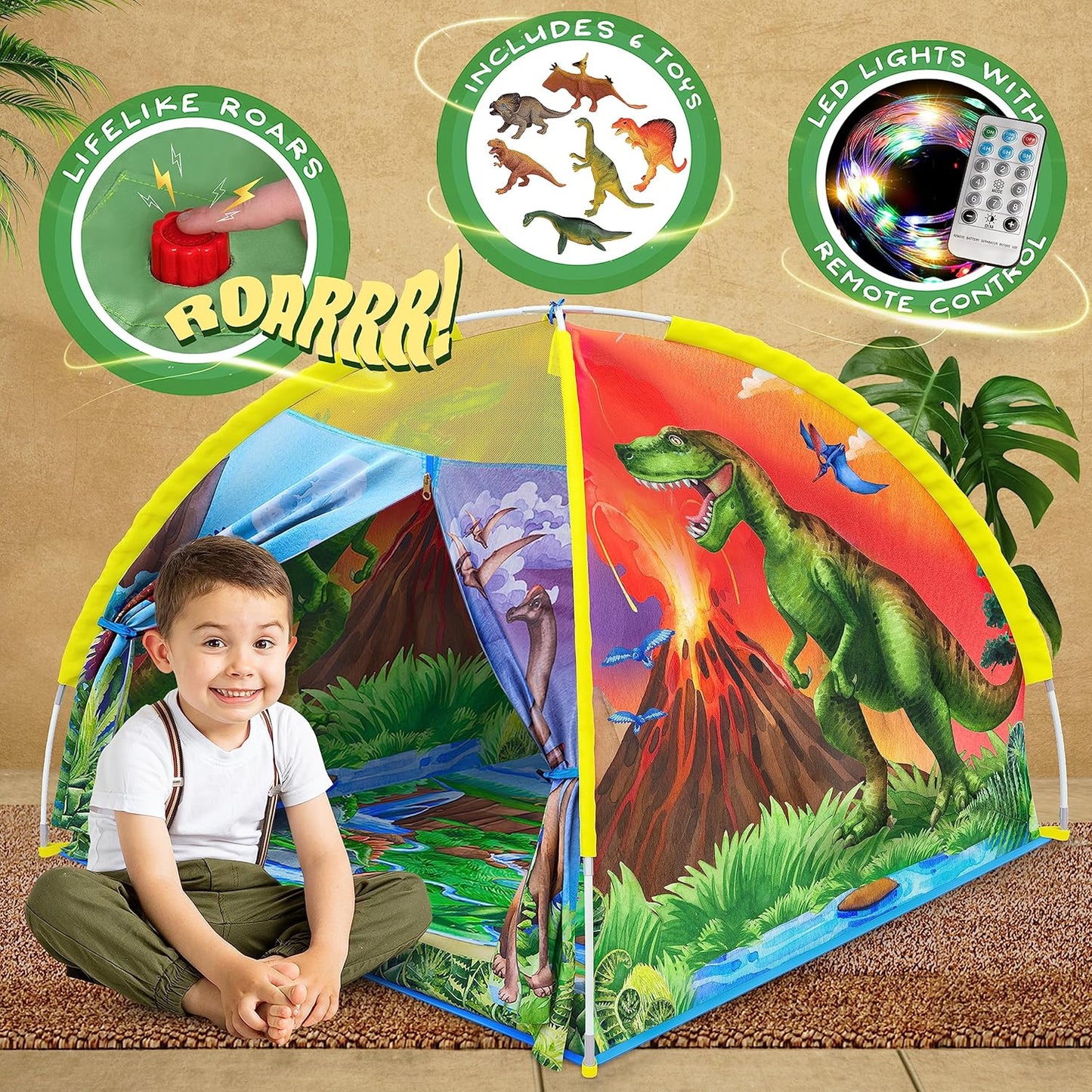 Dino Super Dome with Roar Button - Epic Dinosaur Tent for Kids