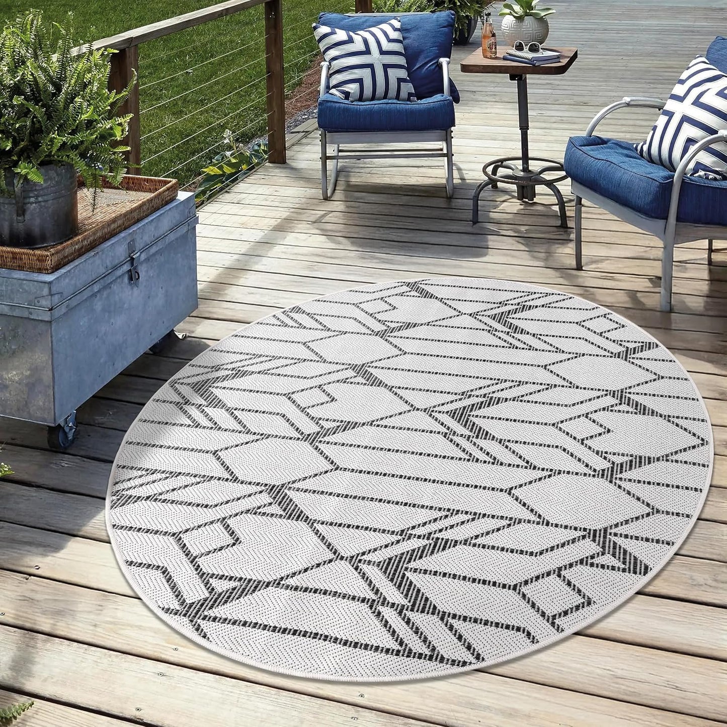 Keen Home Design Terrace Outdoor Round Rug - 5ft Round Washable