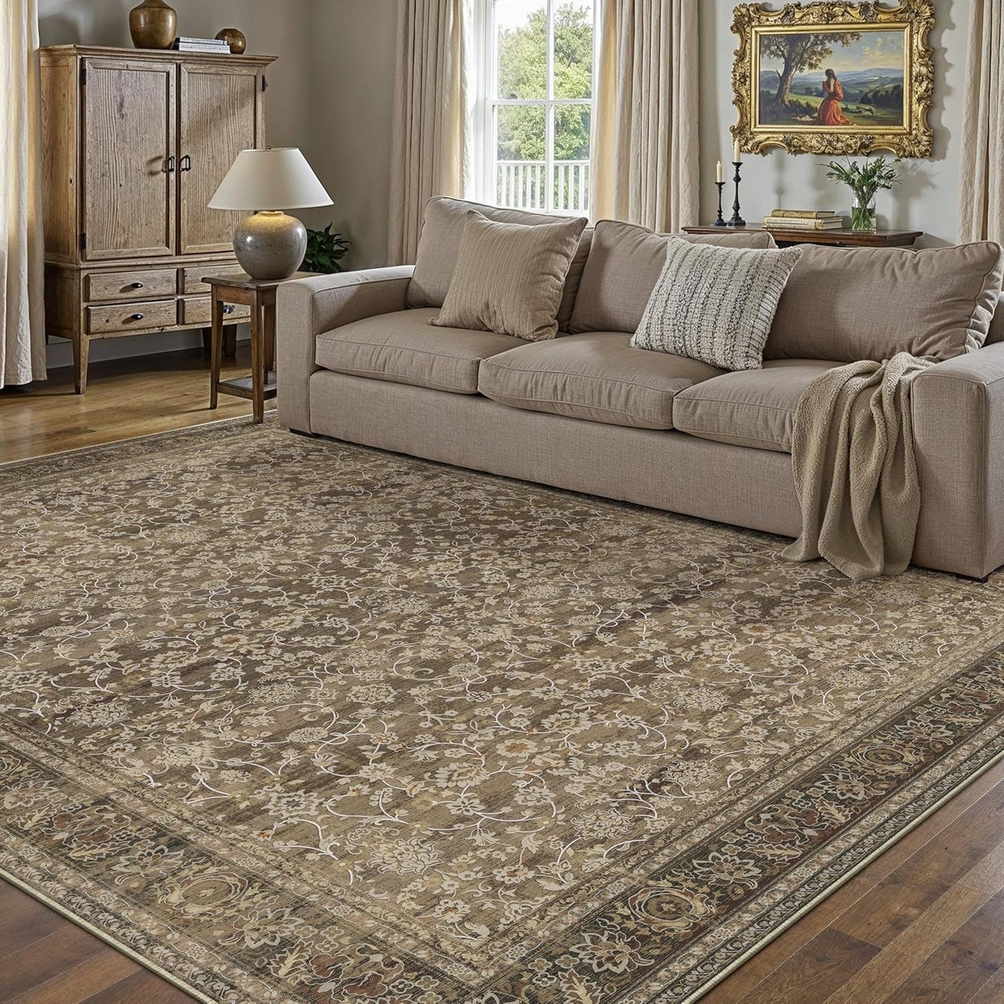 Vintage Floral 6x9 Area Rug for Living Room and Bedroom