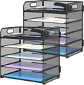 5-Tier Desk Organizer 2 Pack with Handle - Space Saving Letter Trays