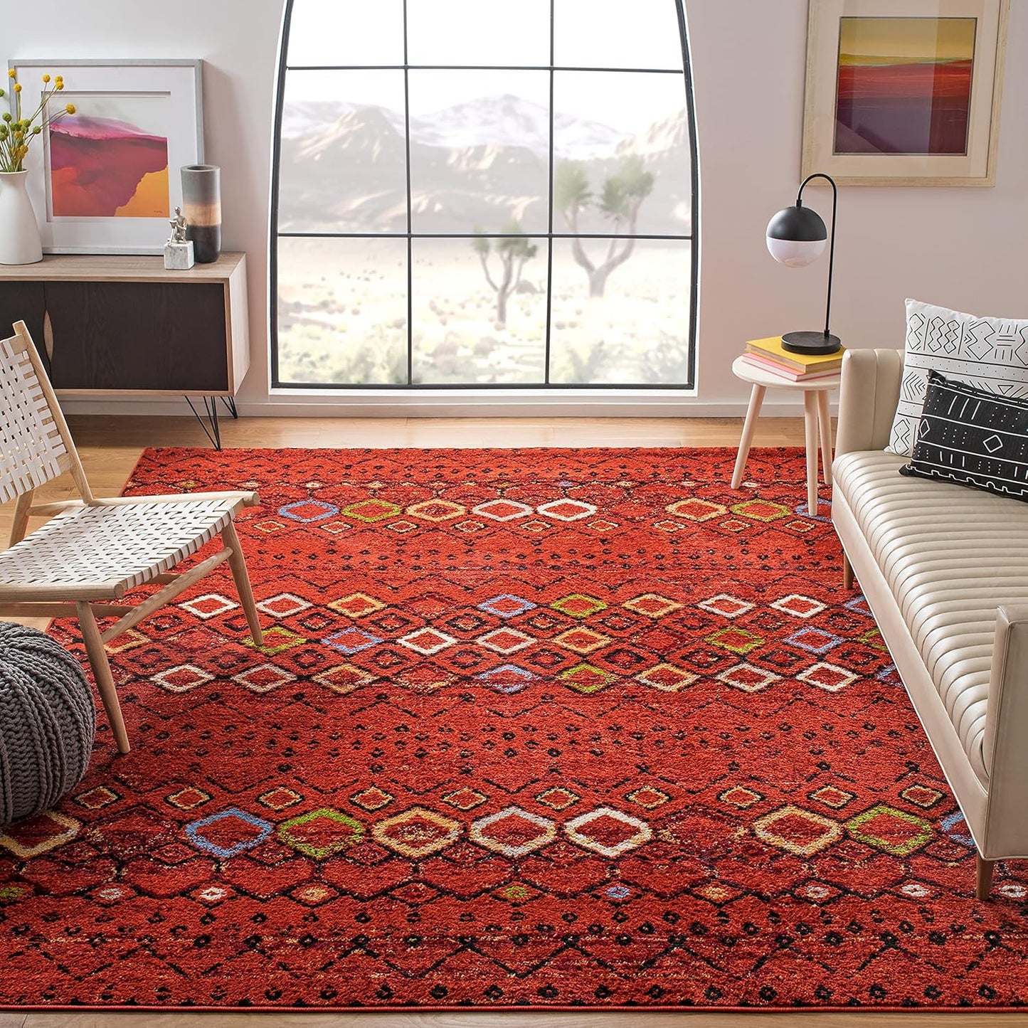 SAFAVIEH Amsterdam Collection Area Rug - 5ft 1in Square, Terracotta