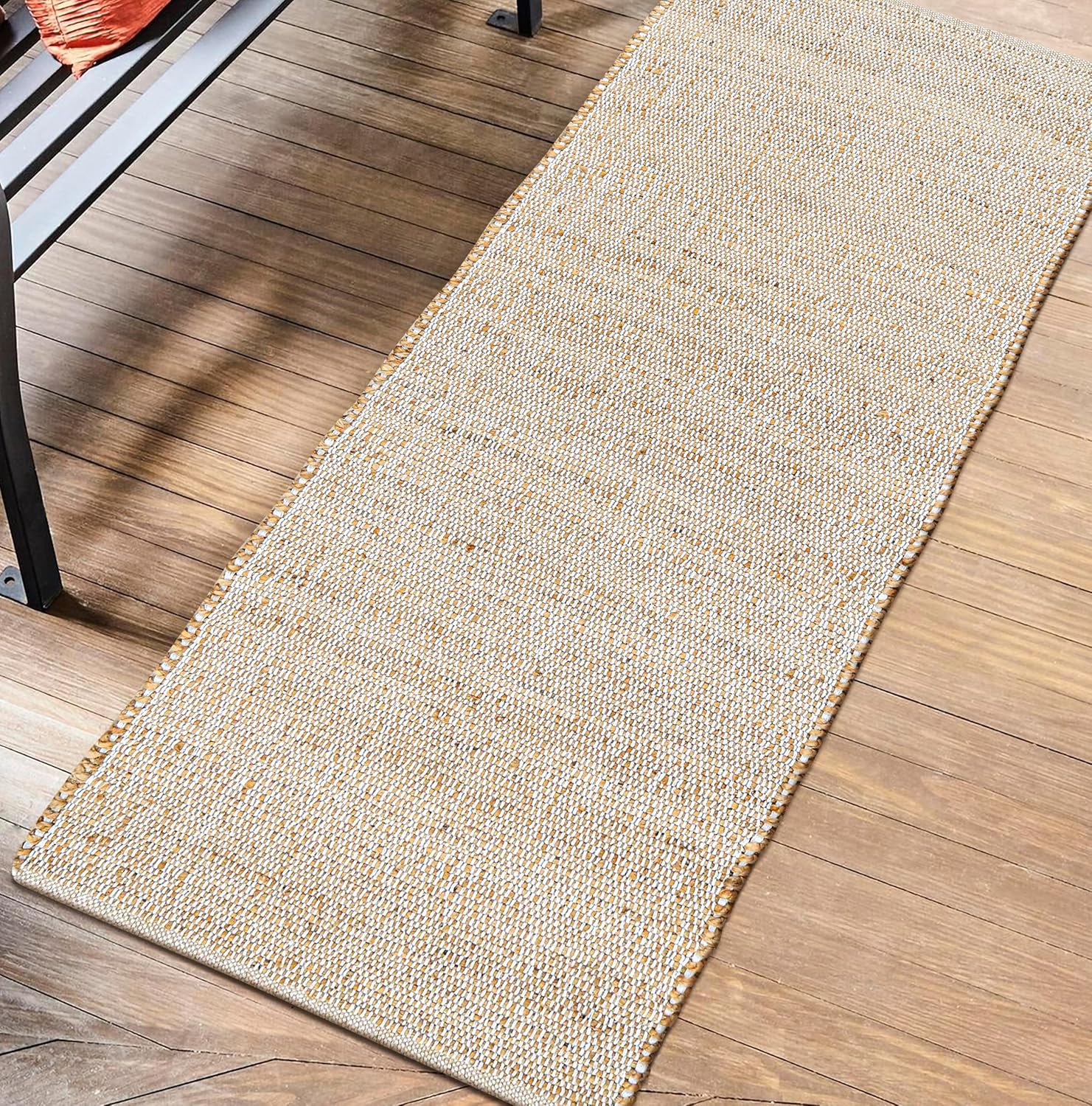 Handwoven Jute Cotton Runner Rug 24x72 for Rustic Decor