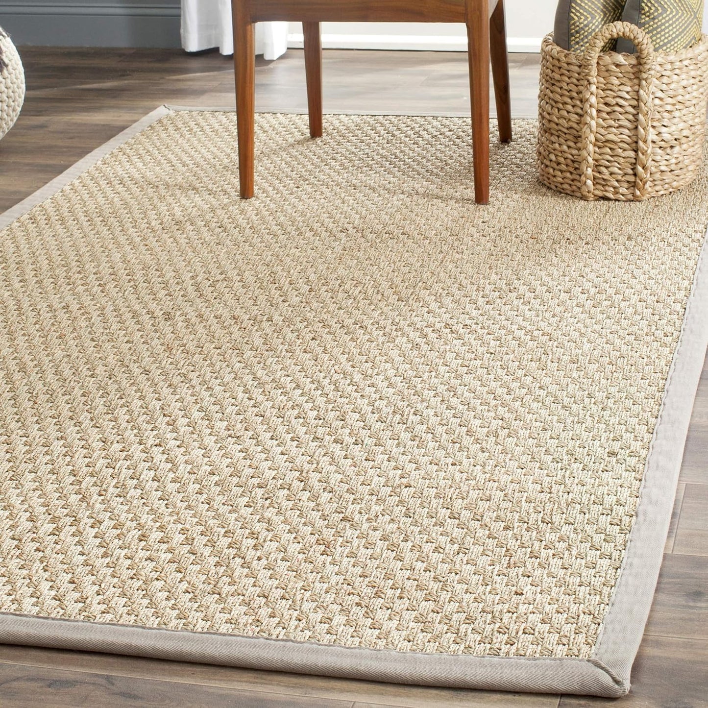 Natural Fiber Area Rug 3x5 - Seagrass Basketweave Design