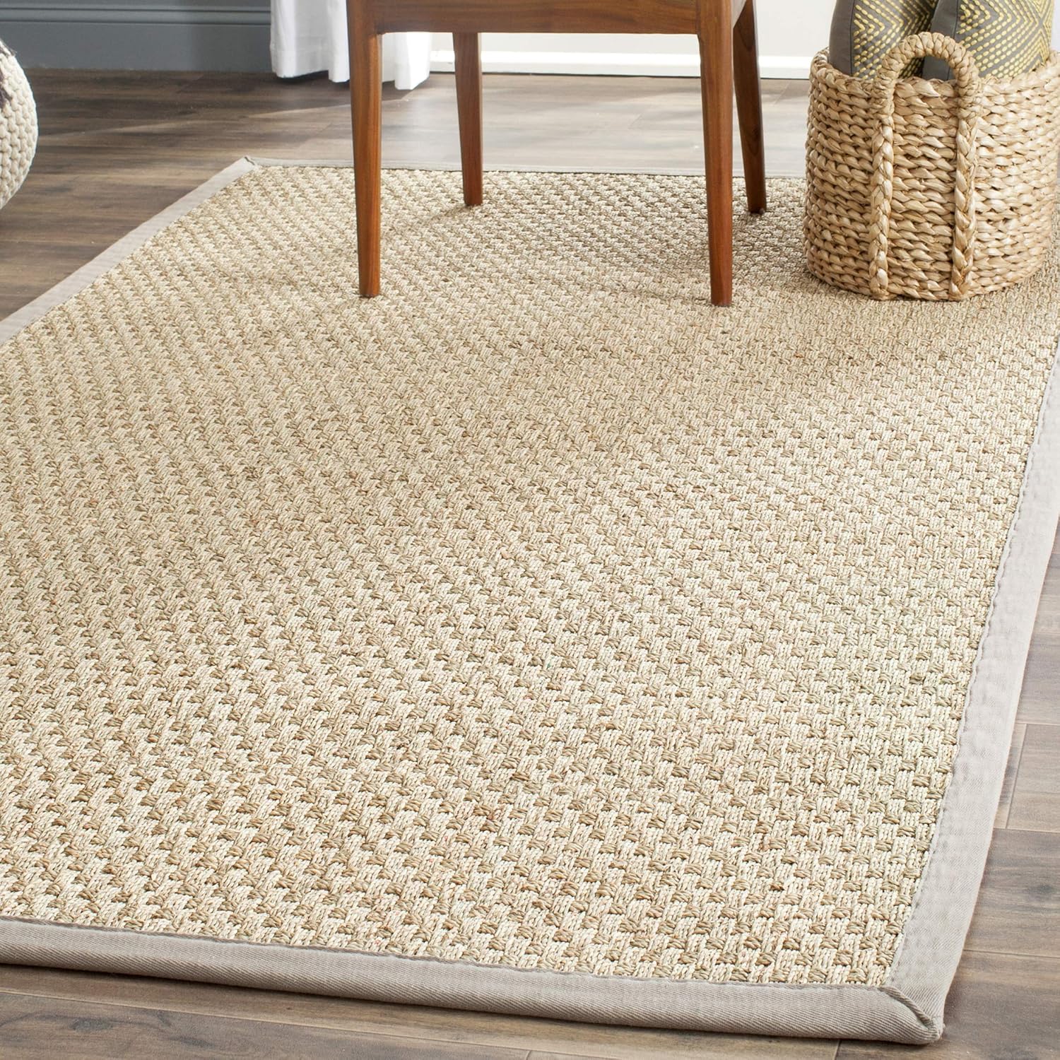 Natural Fiber Area Rug 3x5 - Seagrass Basketweave Design