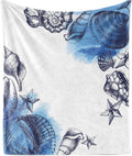 Ocean Throw Blanket Sealife Shells and Star Fish Design - Soft 50in x