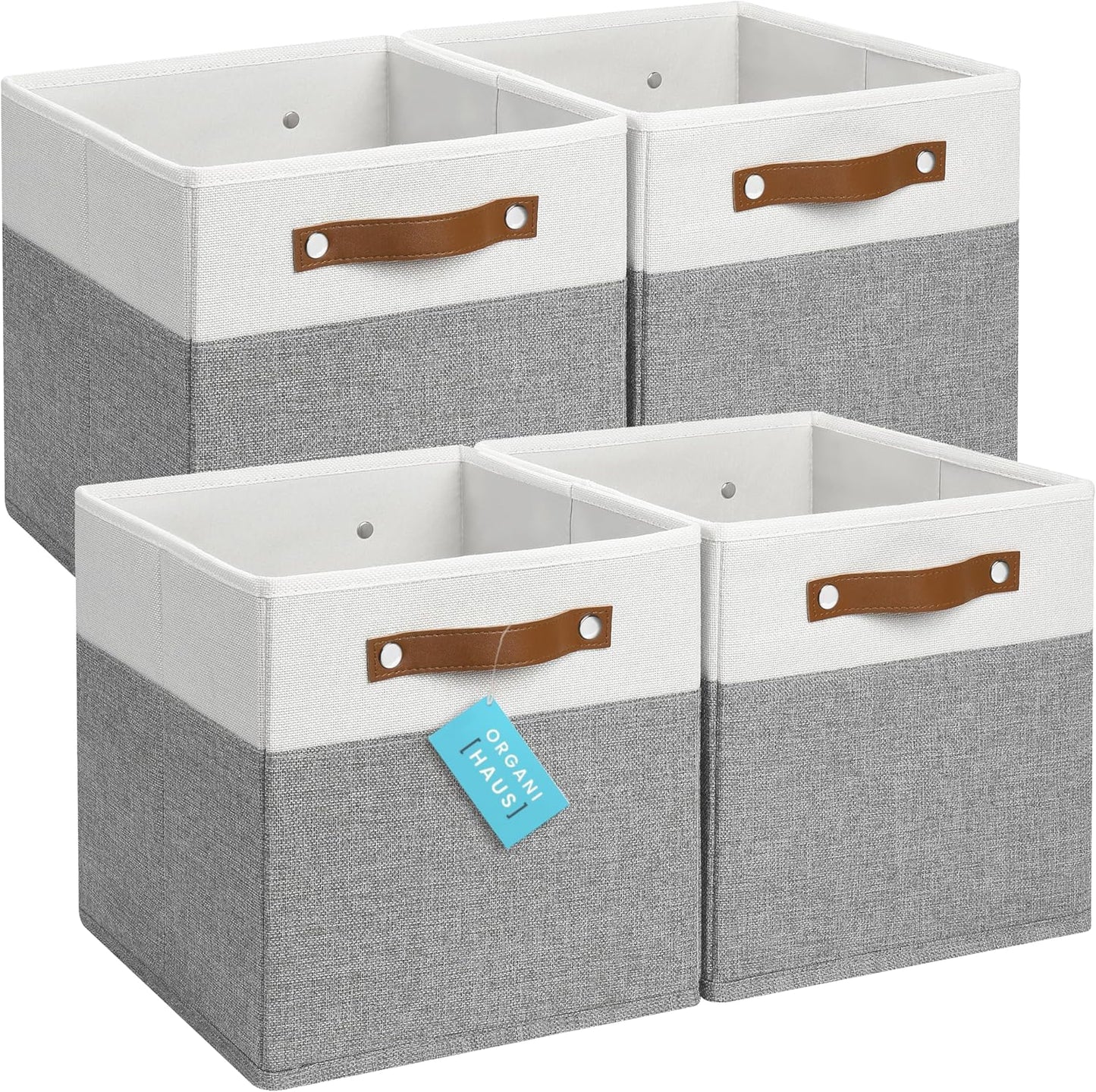 OrganiHaus 11x11 Fabric Cubes Storage Bins Set of 4 for Organizing