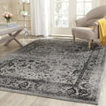 Adirondack 8 ft Square Area Rug - Grey Black Oriental Distressed