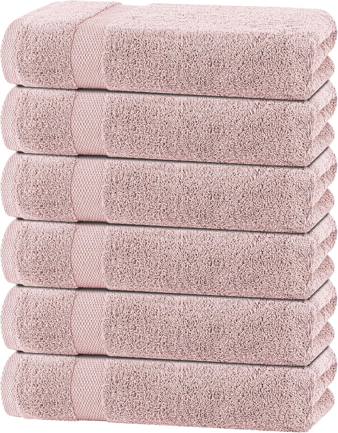 Wealuxe Pink Bath Towels Set of 6 for Home, Gym, Spa Use