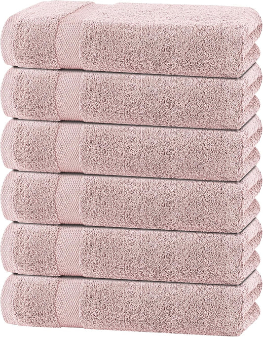 Wealuxe Pink Bath Towels Set of 6 for Home, Gym, Spa Use