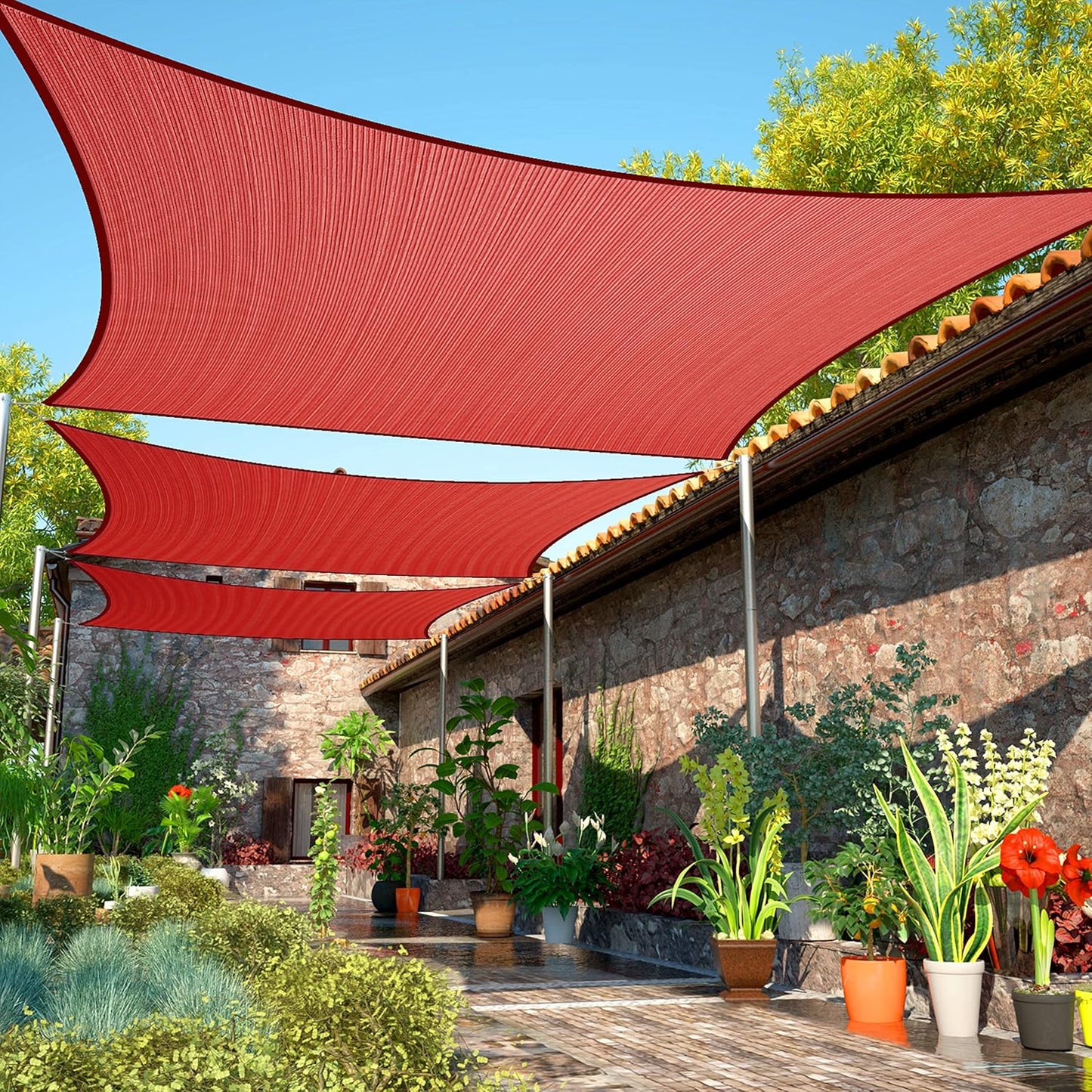 15ft x 19ft Red Sun Shade Sail - Heavy Duty UV Resistant Canopy