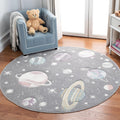 SAFAVIEH Carousel Kids 8ft Round Grey Lavender Rug - Soft