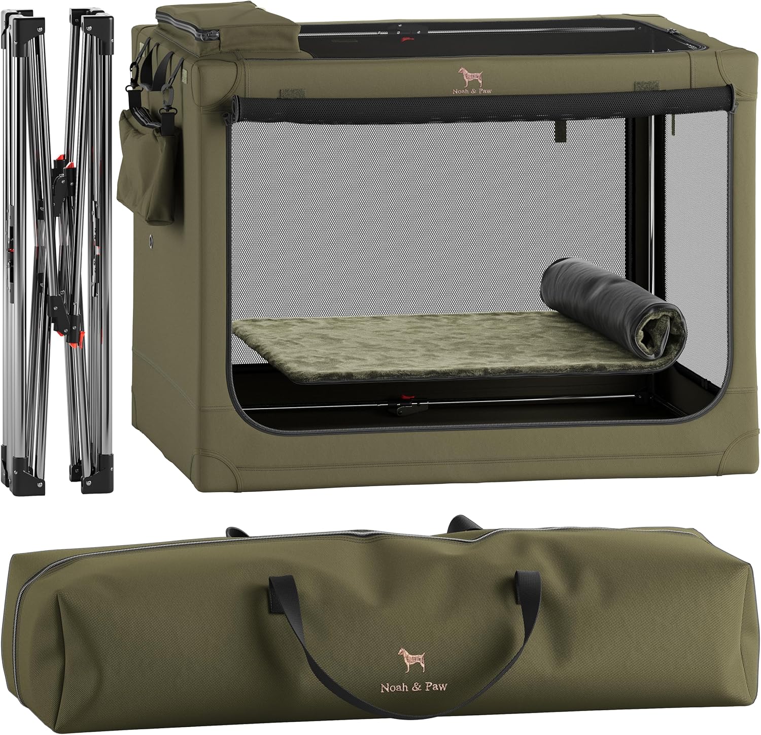 Collapsible Dog Crate 42 Inch for XXL, XL, Large Breeds