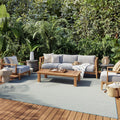 Nourison Courtyard Indoor/Outdoor Ivory Aqua 8 ft x 10 ft Rug