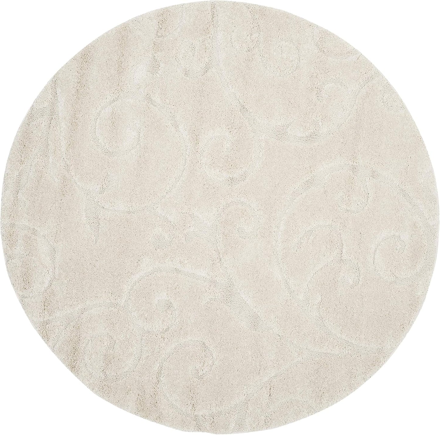 SAFAVIEH Florida Shag Collection Area Rug - 5ft Round, Creme