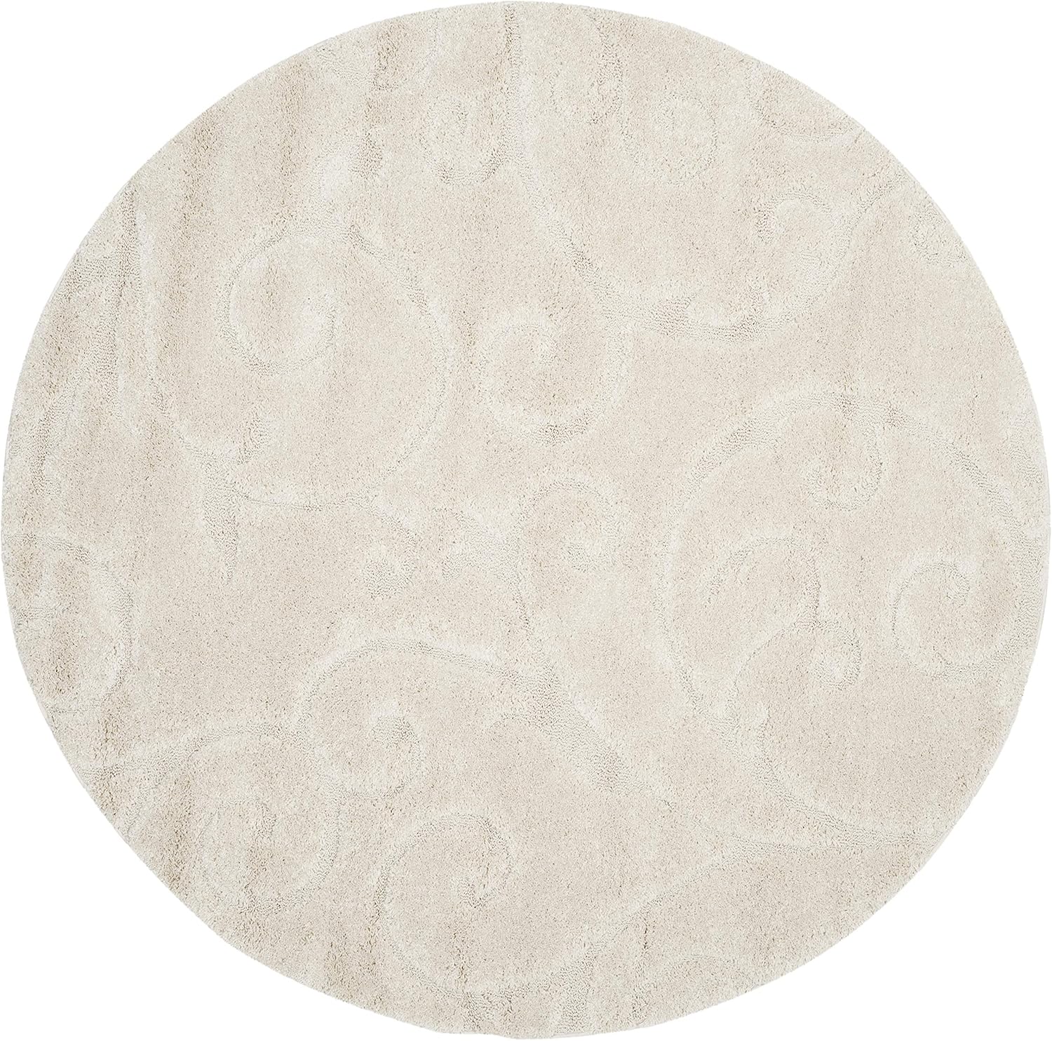 SAFAVIEH Florida Shag Collection Area Rug - 5ft Round, Creme