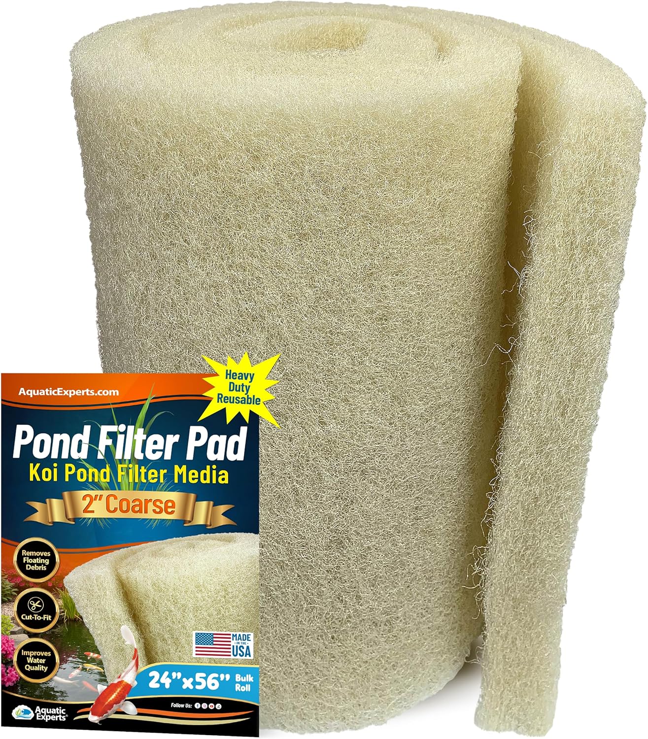 Aquatic Experts Cream Coarse Pond Filter Pad for Koi Ponds