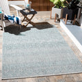 Courtyard 9 ft x 12 ft Grey Teal Outdoor Rug - Durable Waterproof