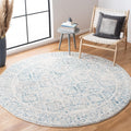 SAFAVIEH Tulum 5ft Round Ivory Turquoise Rug - Boho Distressed