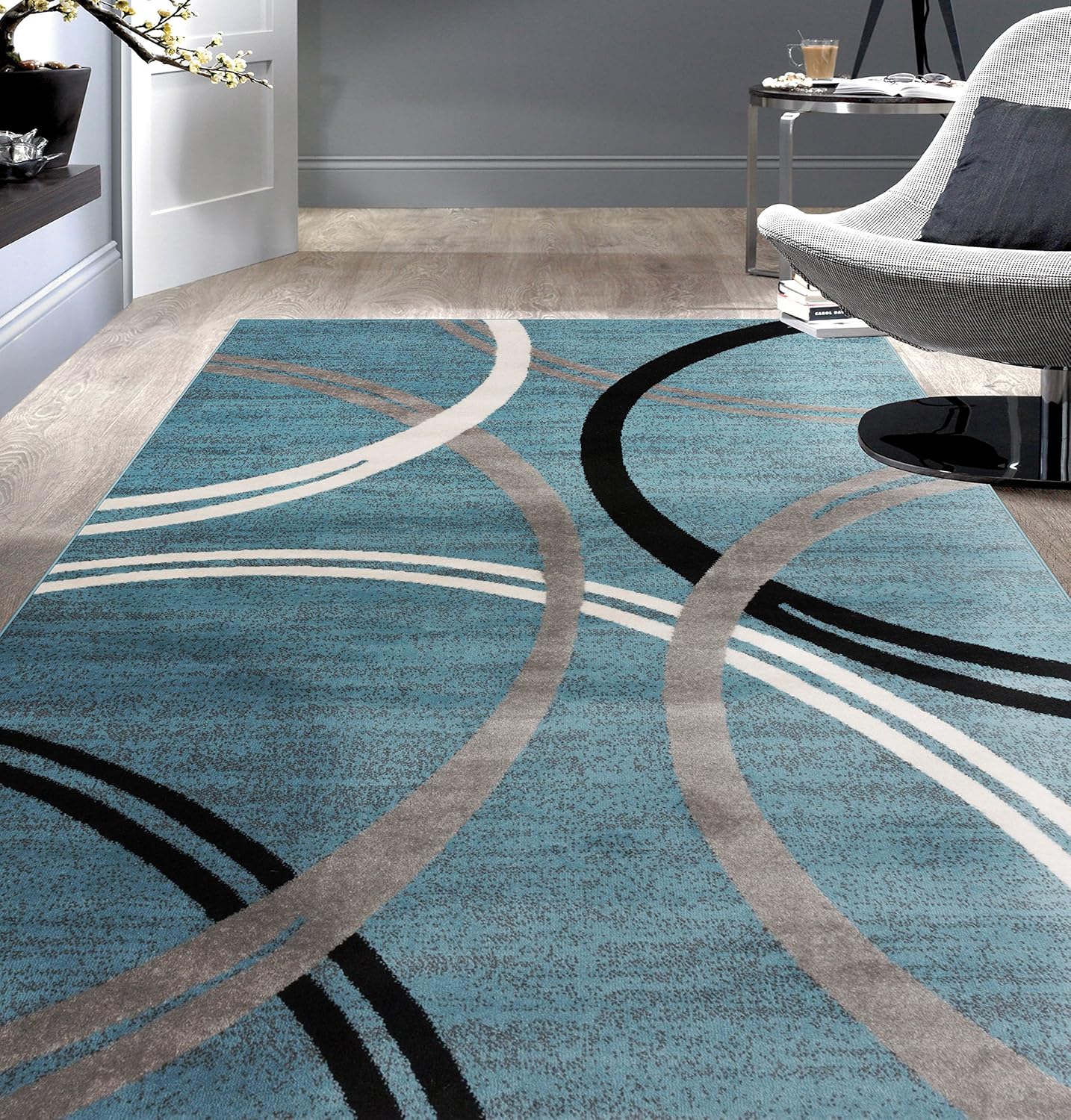 Rugshop Modern Wavy Circles Design Area Rug for Any Space