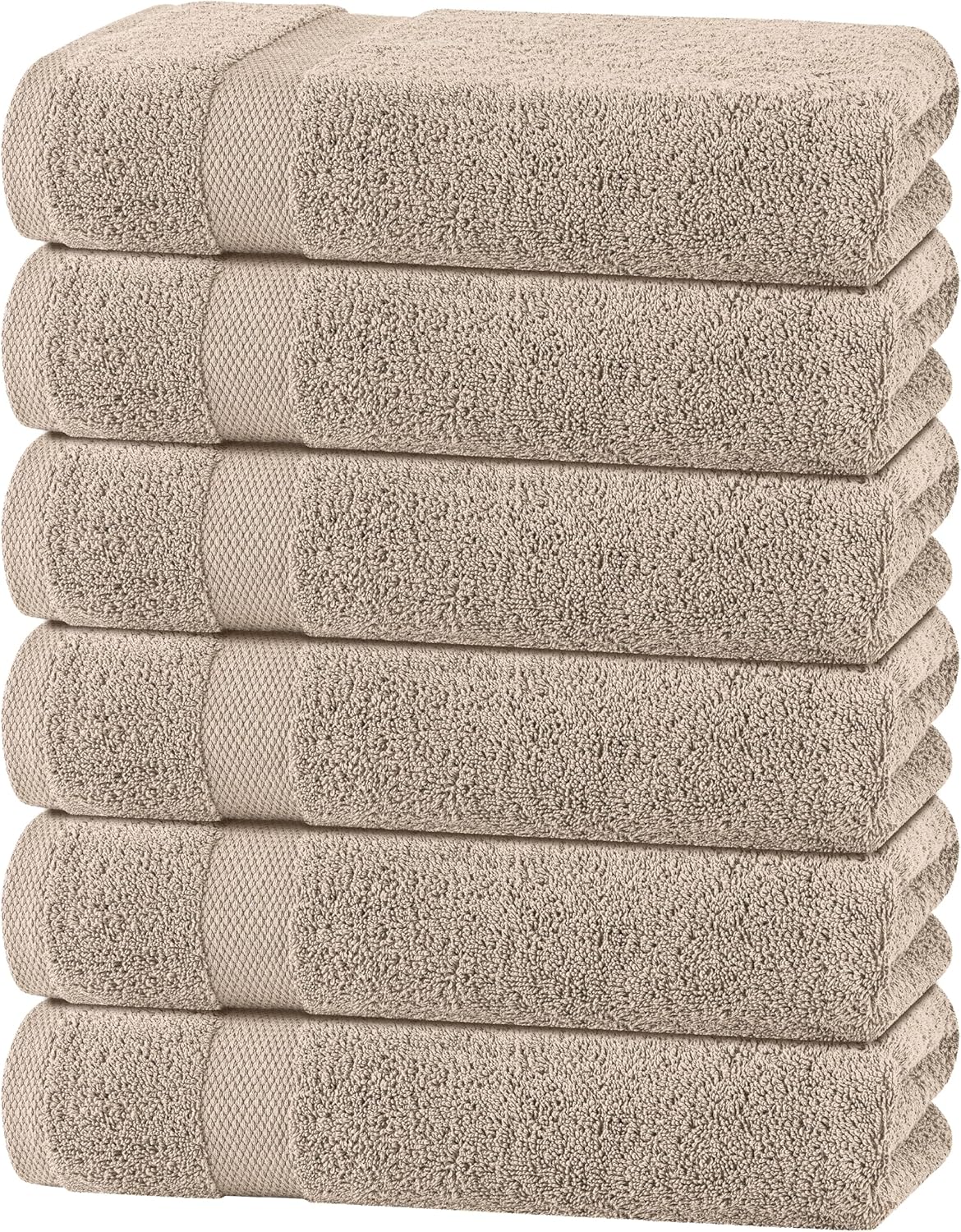 Wealuxe Taupe Bath Towels Set of 6 for Home and Spa Use