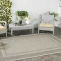 Courtyard 6ft 7in x 9ft 6in Beige/Black Outdoor Rug - Durable Patio