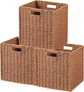 Wicker Storage Basket 11L x 11H x 10.5W in - Foldable Cube Bin