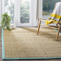 SAFAVIEH Area Rug 9x12 Natural Fiber Basketweave - Natural & Teal