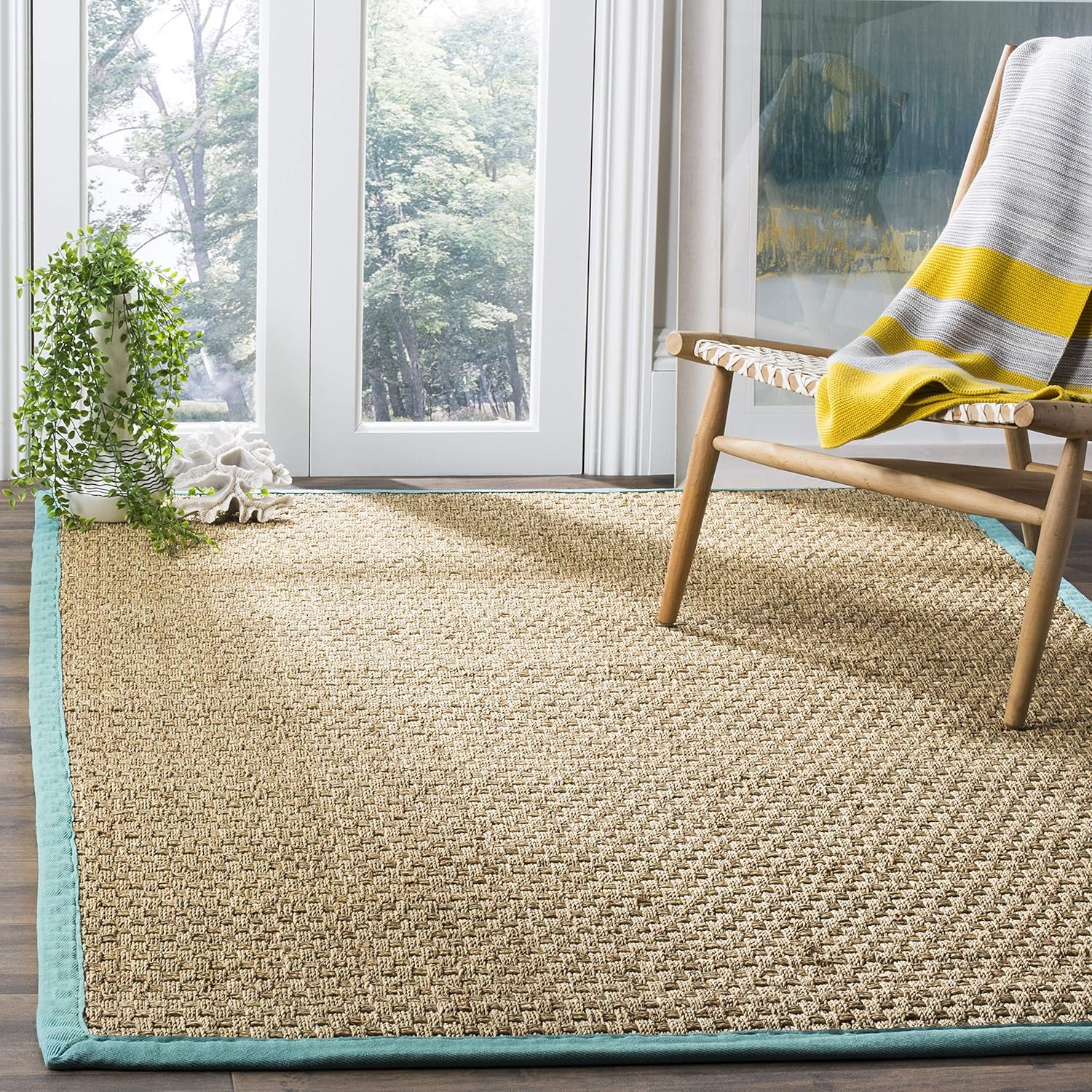 Natural Fiber Area Rug 9x12 - Seagrass Basketweave Design