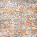 SAFAVIEH Madison Collection Area Rug - 8 ft Square, Grey & Orange