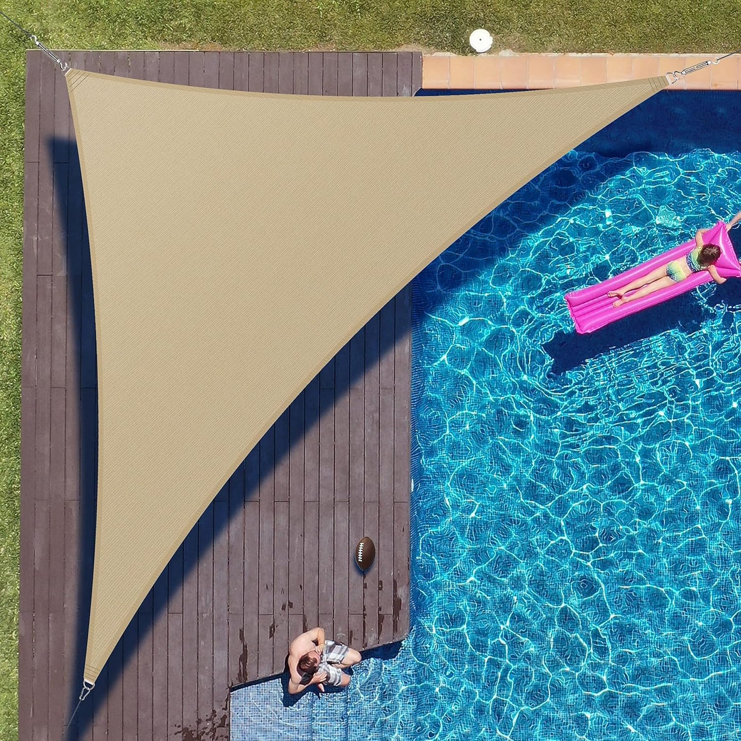 Custom Size 14ft x 14ft x 19.8ft Sand Right Triangle Sun Shade Sail