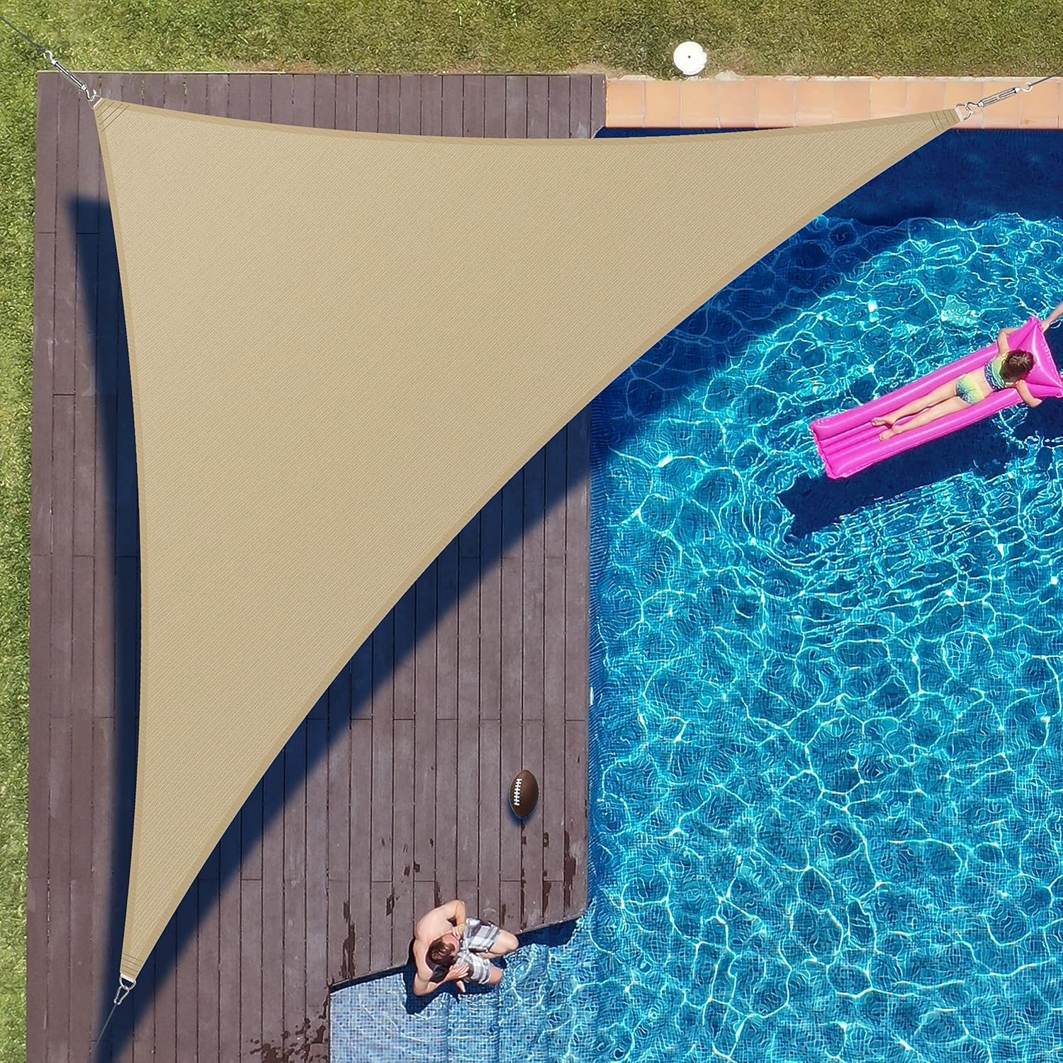 Custom Size 14ft x 14ft x 19.8ft Sand Right Triangle Sun Shade Sail