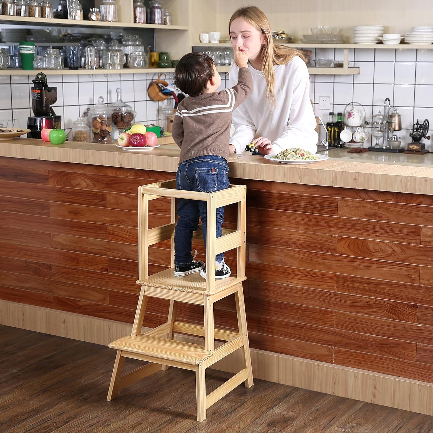 SDADI Kitchen Step Stool for Kids 1-3 with Safety Rail