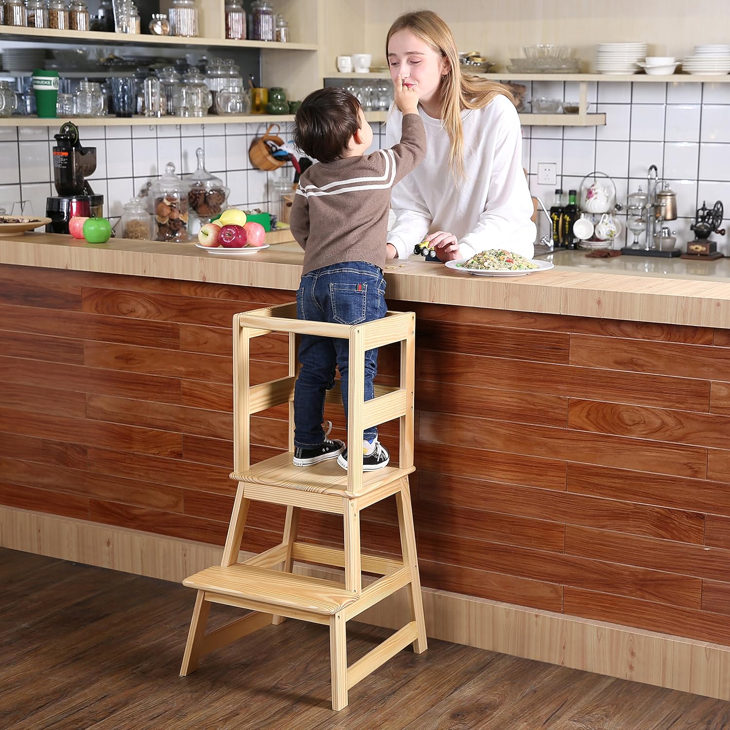 SDADI Kitchen Step Stool for Kids 1-3 with Safety Rail