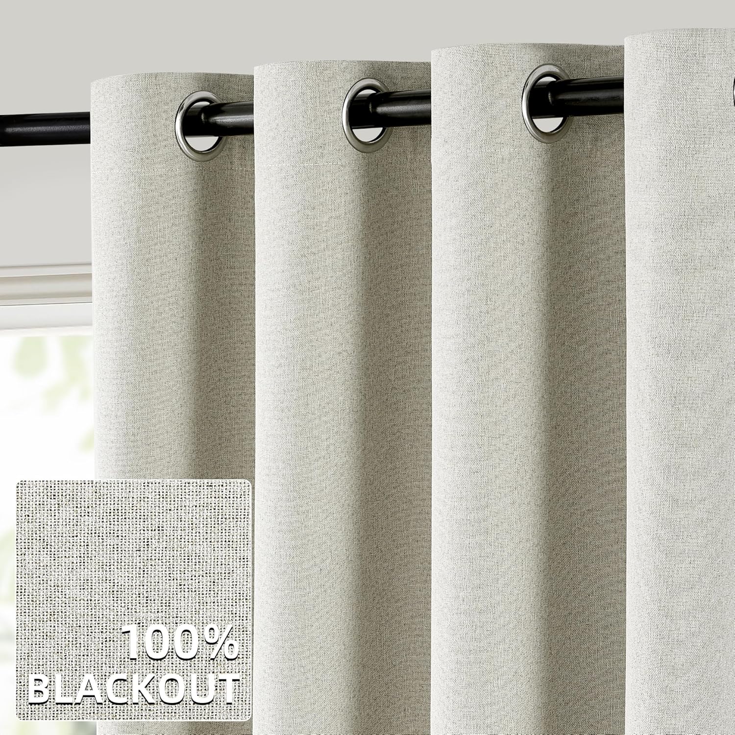 ChrisDowa 100% Blackout Greyish Beige Curtains for Home Decor