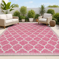 4x6 Fuchsia/Light Gray Moroccan Trellis Outdoor Rug - Low-Pile Patio