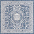 Outdoor Aztec Collection 10 ft Square Blue Flatweave Rug - Durable