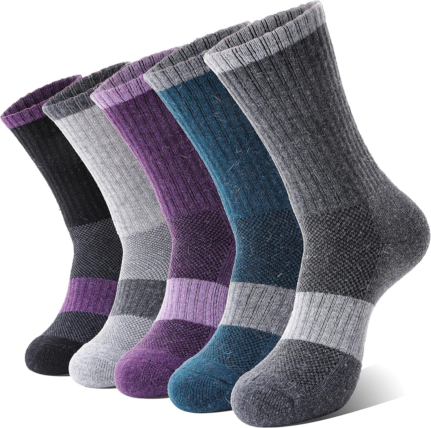 5 Pairs Women's Thermal Merino Wool Hiking Socks